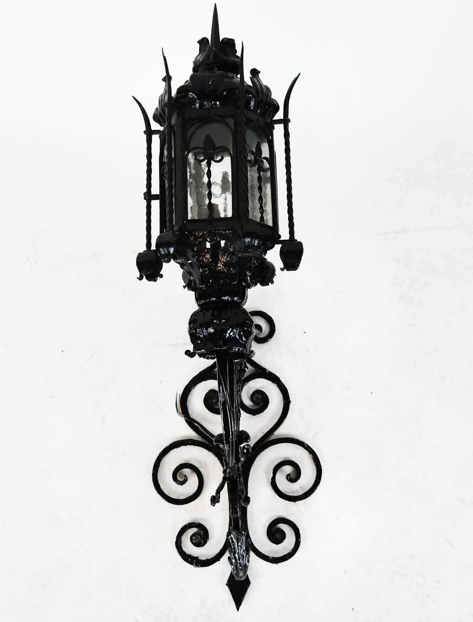Early 20th C. Black-Painted Iron Wall Lantern (1 of 8)