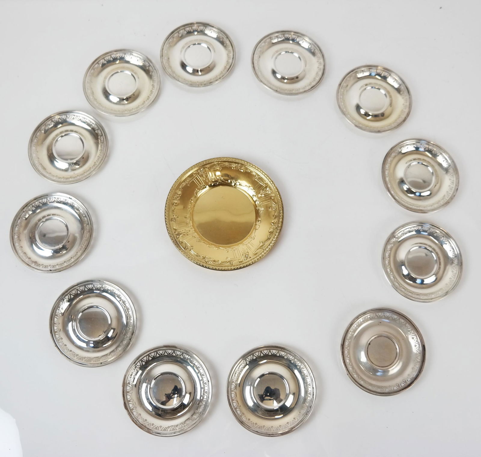 12 Sterling Demitasse Saucers & A Plate (1 of 9)