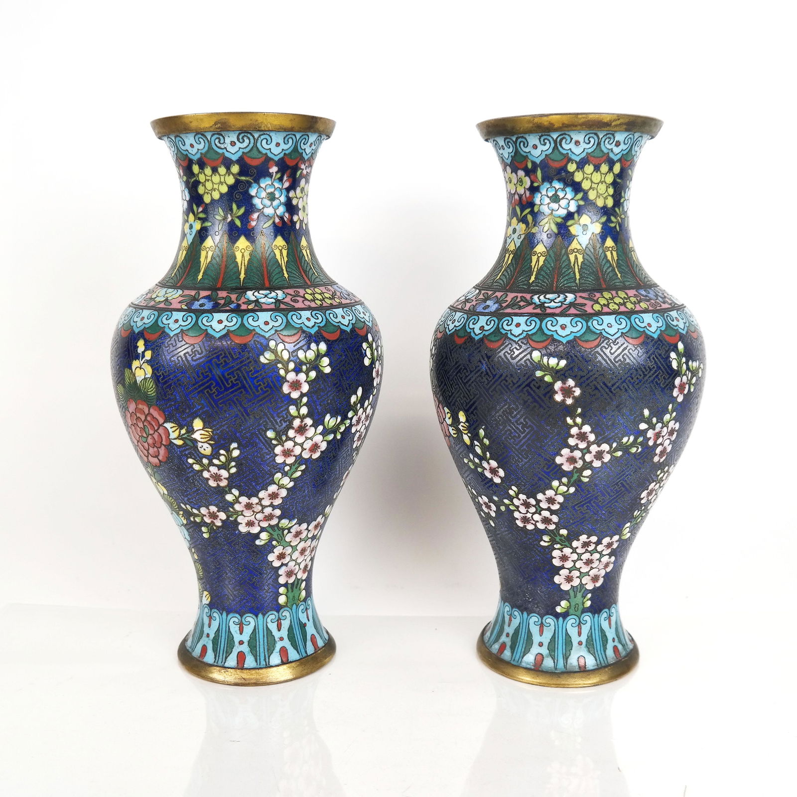 Pair of Chinese Cloisonne Enamel Vases (1 of 10)