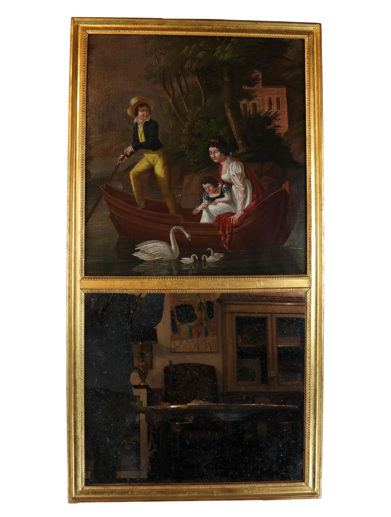 Trumeau Mirror w/ Hand Painted Upper Tablet (1 of 11)