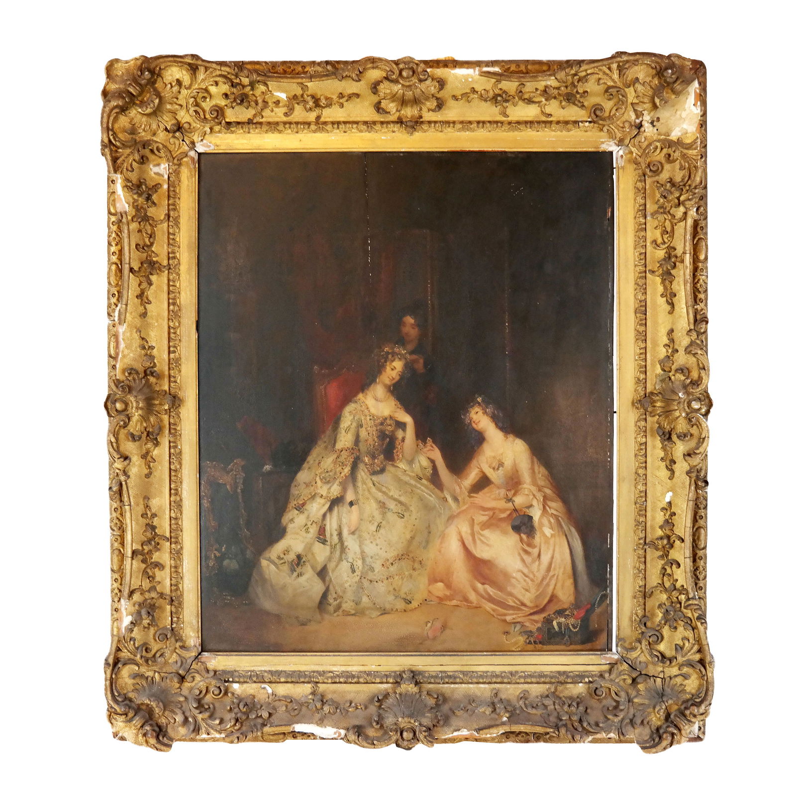 English Regency Oil Painting - Lady & Maid (1 of 6)
