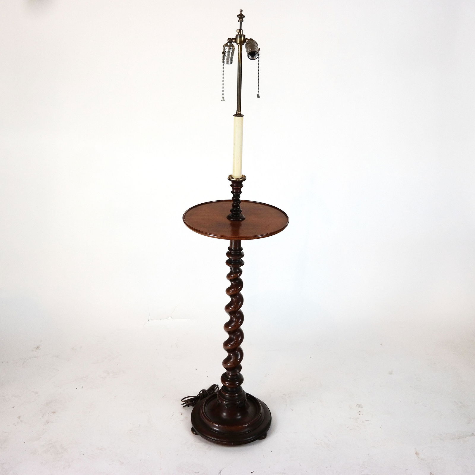 Barley Twist Mahogany Floor Lamp Table (1 of 7)