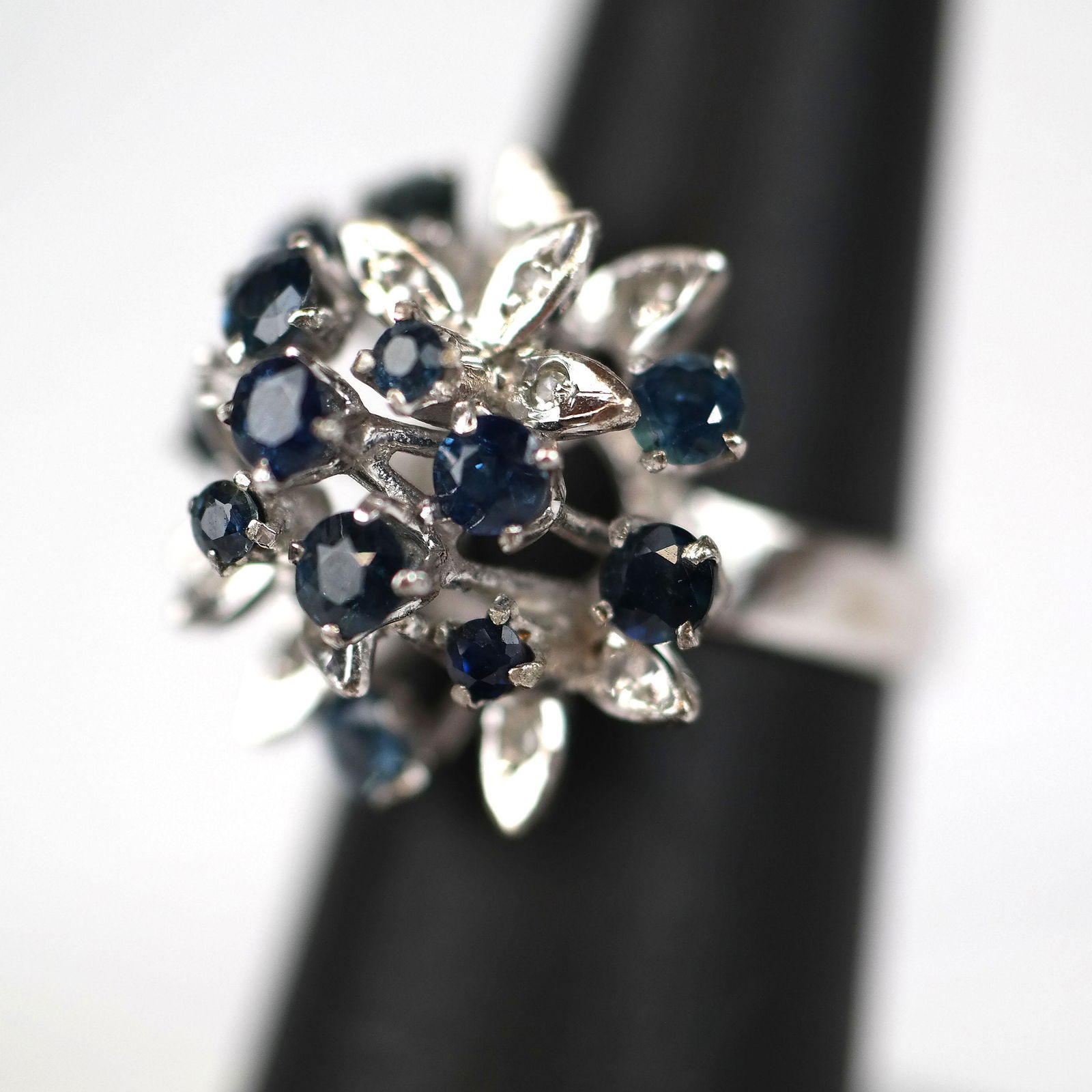 Sterling Silver, Diamond & Sapphire Cocktail Ring (1 of 9)
