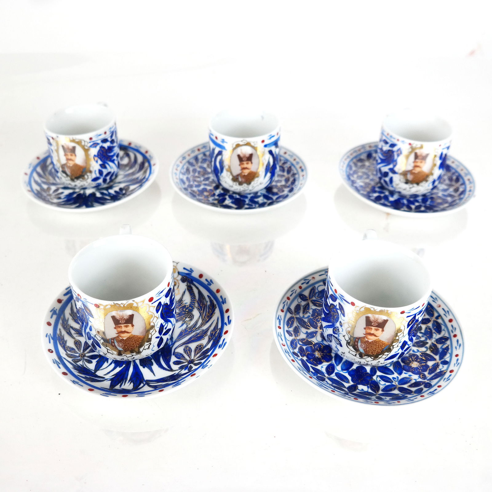 Naser Al Din Shah Qajar Demitasse (5 sets) (1 of 10)