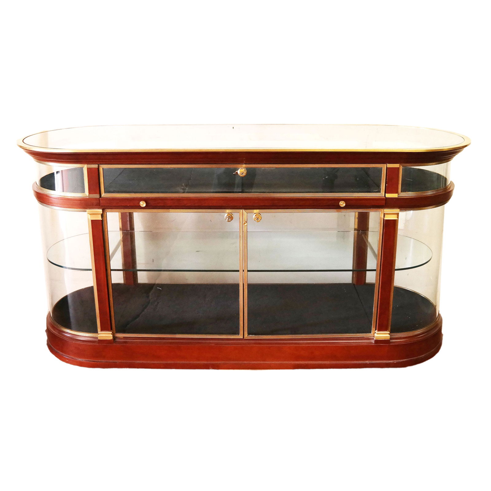 French Oval Mahogany Display Case (1 of 9)