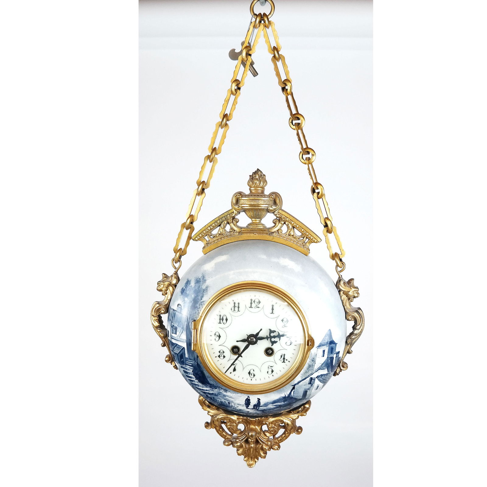 French-Style Delft Porcelain & Gilt Bronze Clock (1 of 10)