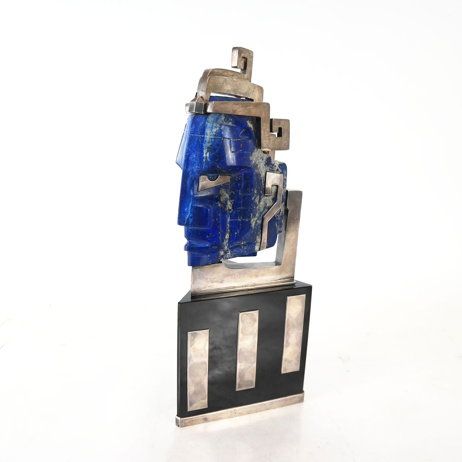 Modern Lapis Lazuli & Steel Sculpture (1 of 7)