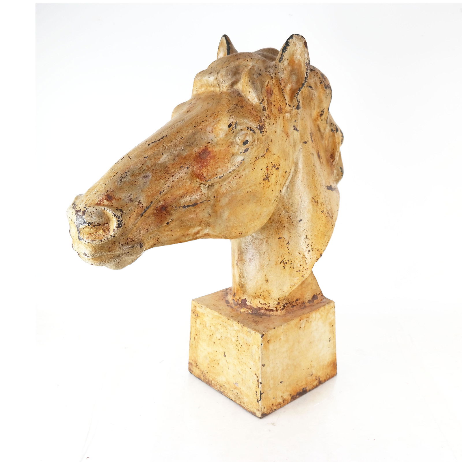 Large Painted Cast Iron Bust of Horse (1 of 7)