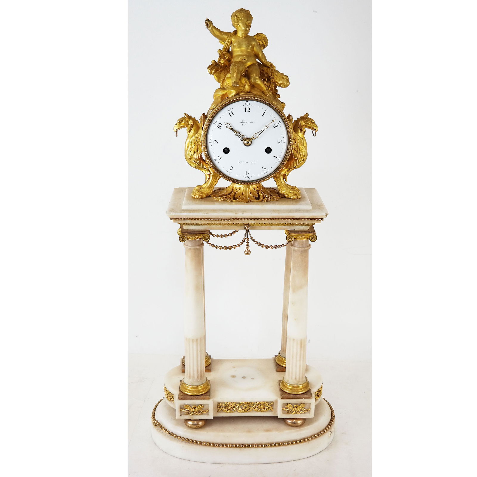 Louis XVI Bronze & Marble Mantel Clock (1 of 11)