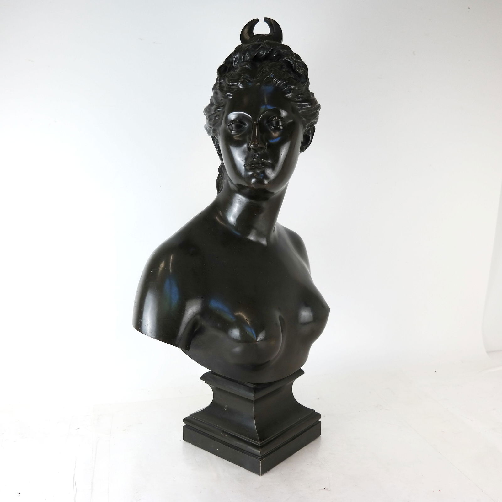 Signed HOUDON: Bust of a Goddess - Bronze Sculpture (1 of 8)