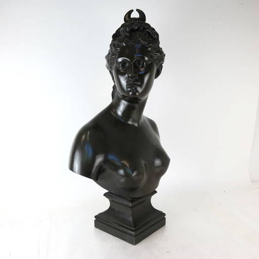 Signed Houdon Bust Of A Goddess Bronze Sculpture