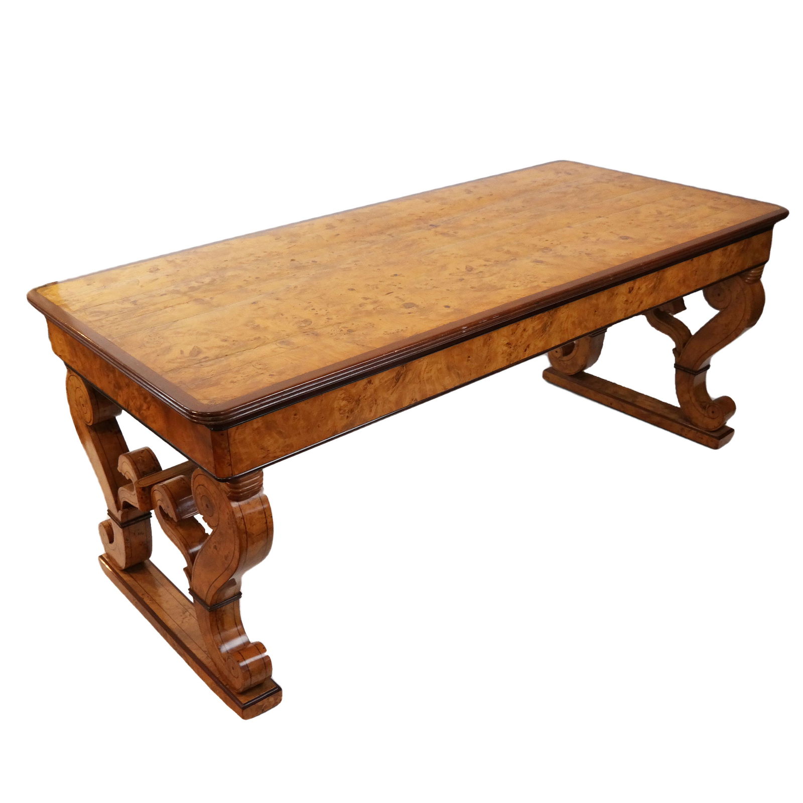 Charles X Maple & Mahogany Library Table (1 of 8)