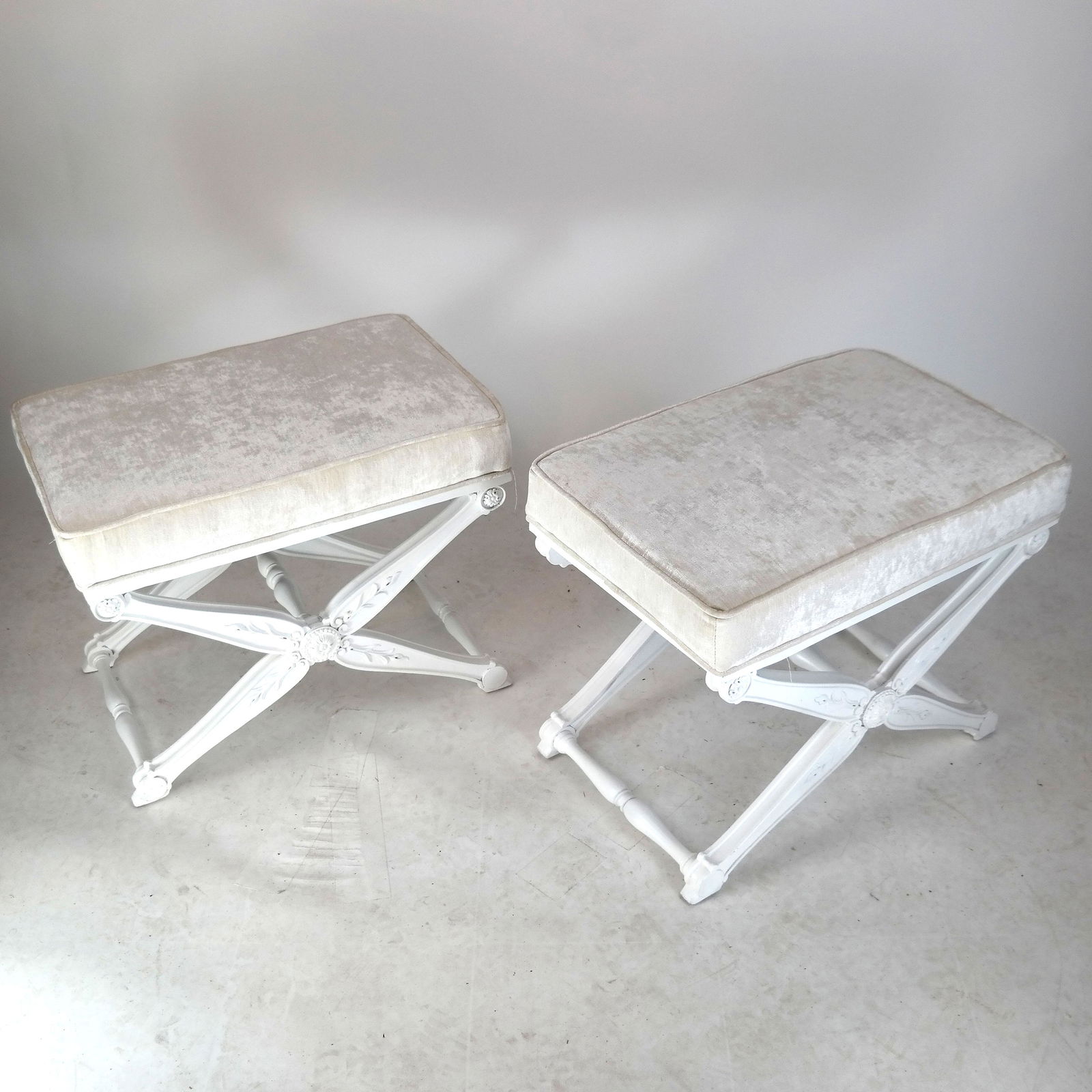 Pair of Modern X-Form White Painted Benches (1 of 11)
