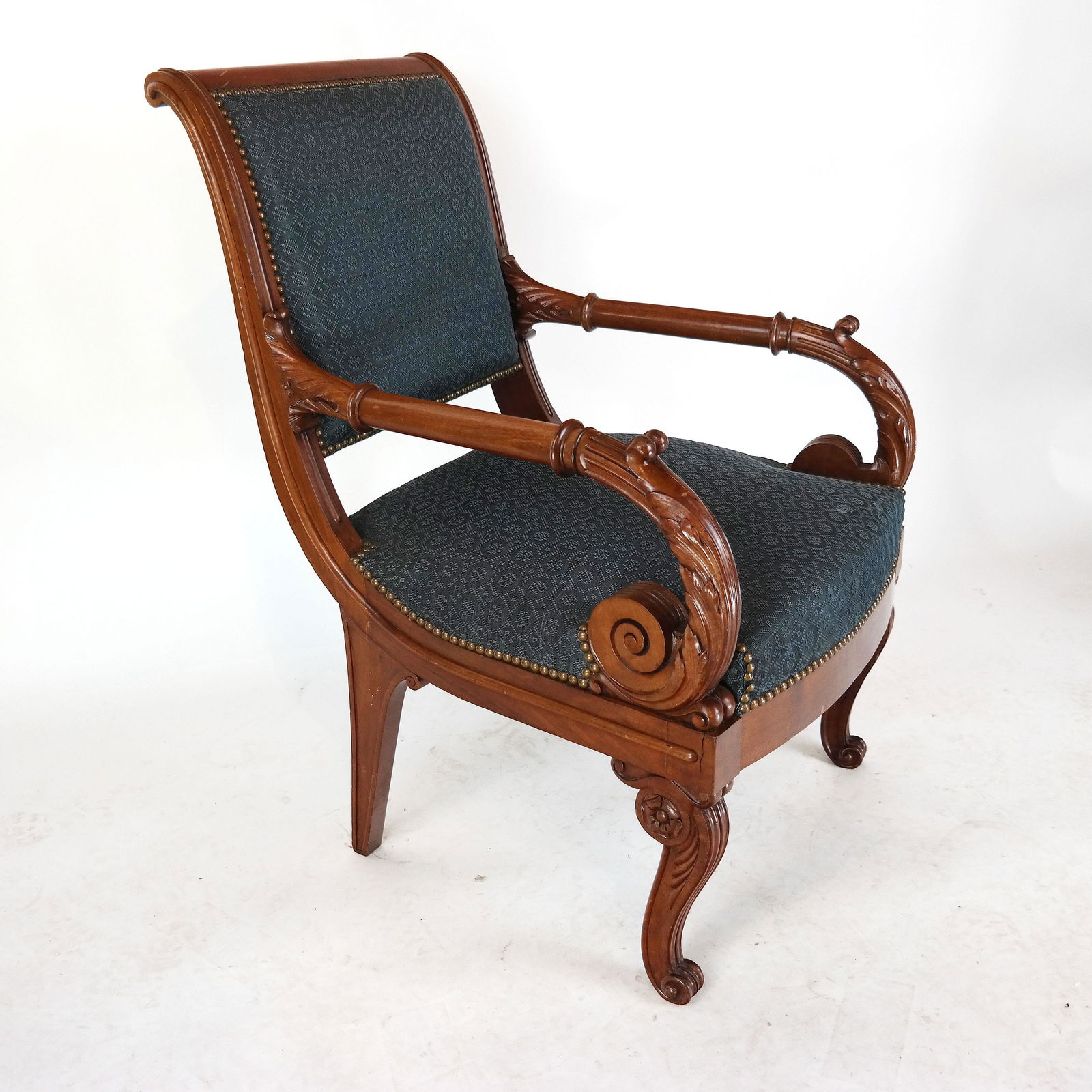 French Empire-Style Carved Mahogany Chair (1 of 8)