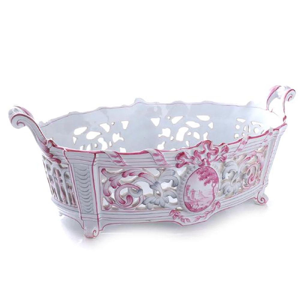 Porcelain Decorated Footed Basket (1 of 4)