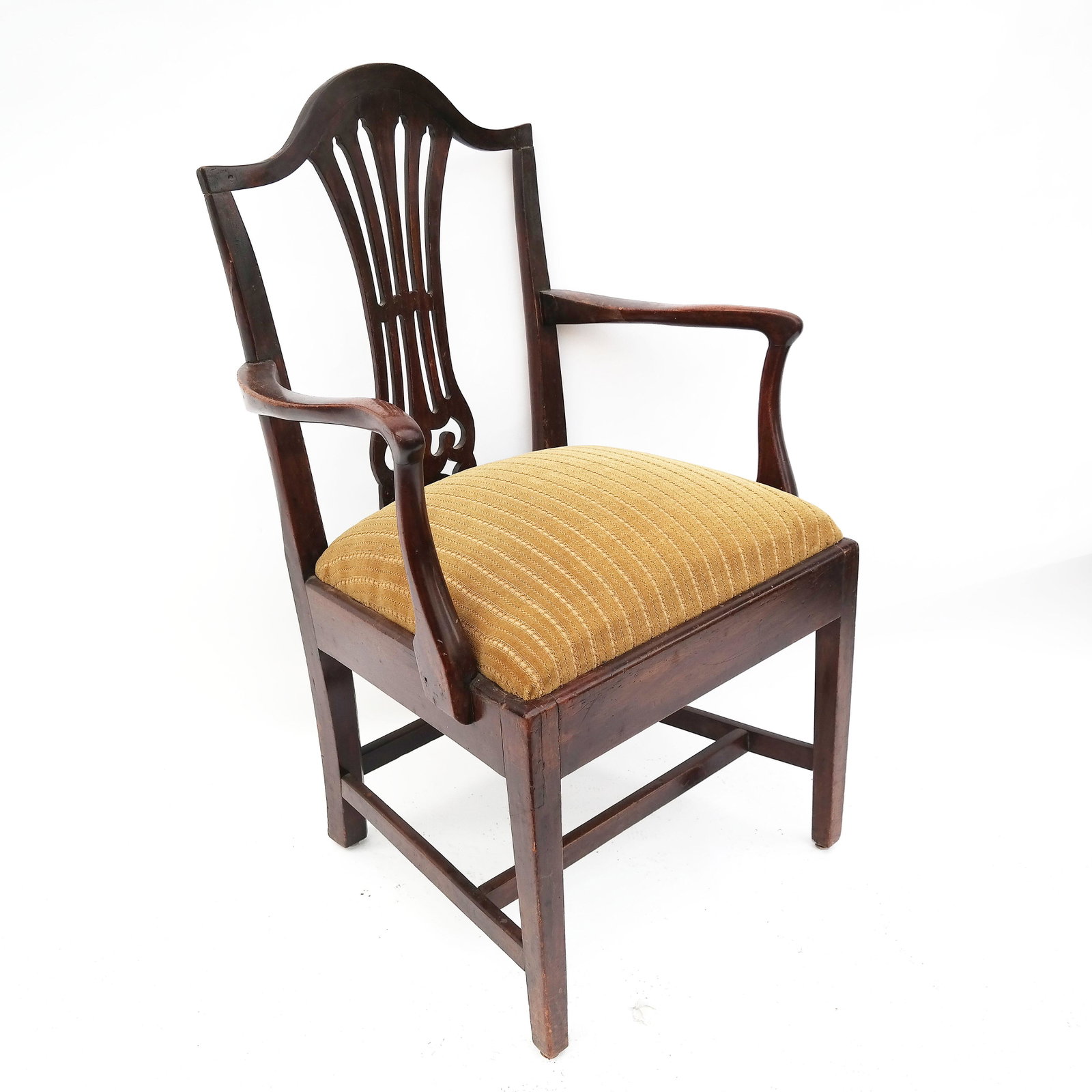 American Newport Mahogany Arm Chair: American Newport mahogany Chippendale design arm chair. [40" H x 26" W x 21" D]. Chips; wear.