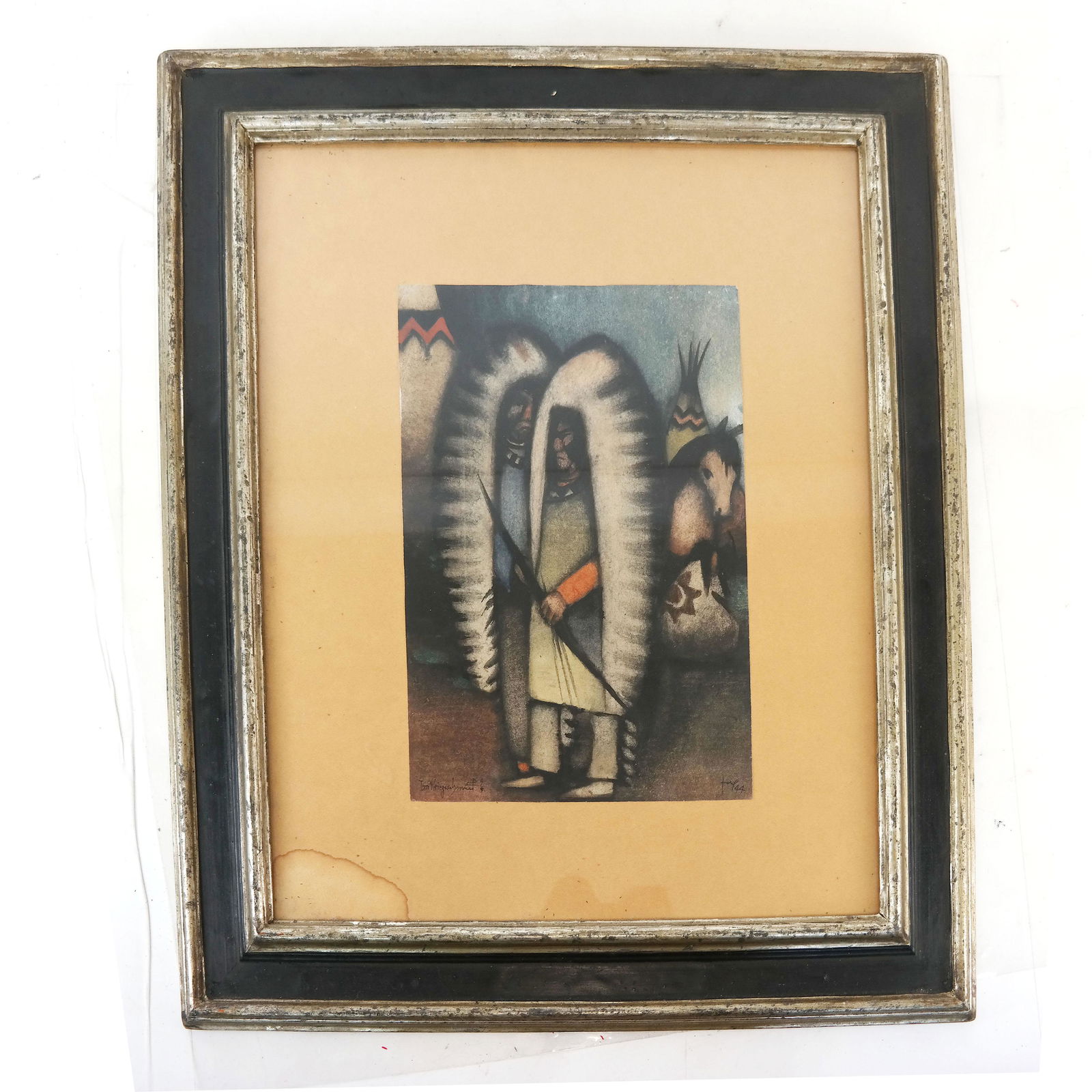 Native American Indian Scene - Gouache Painting (1 of 7)