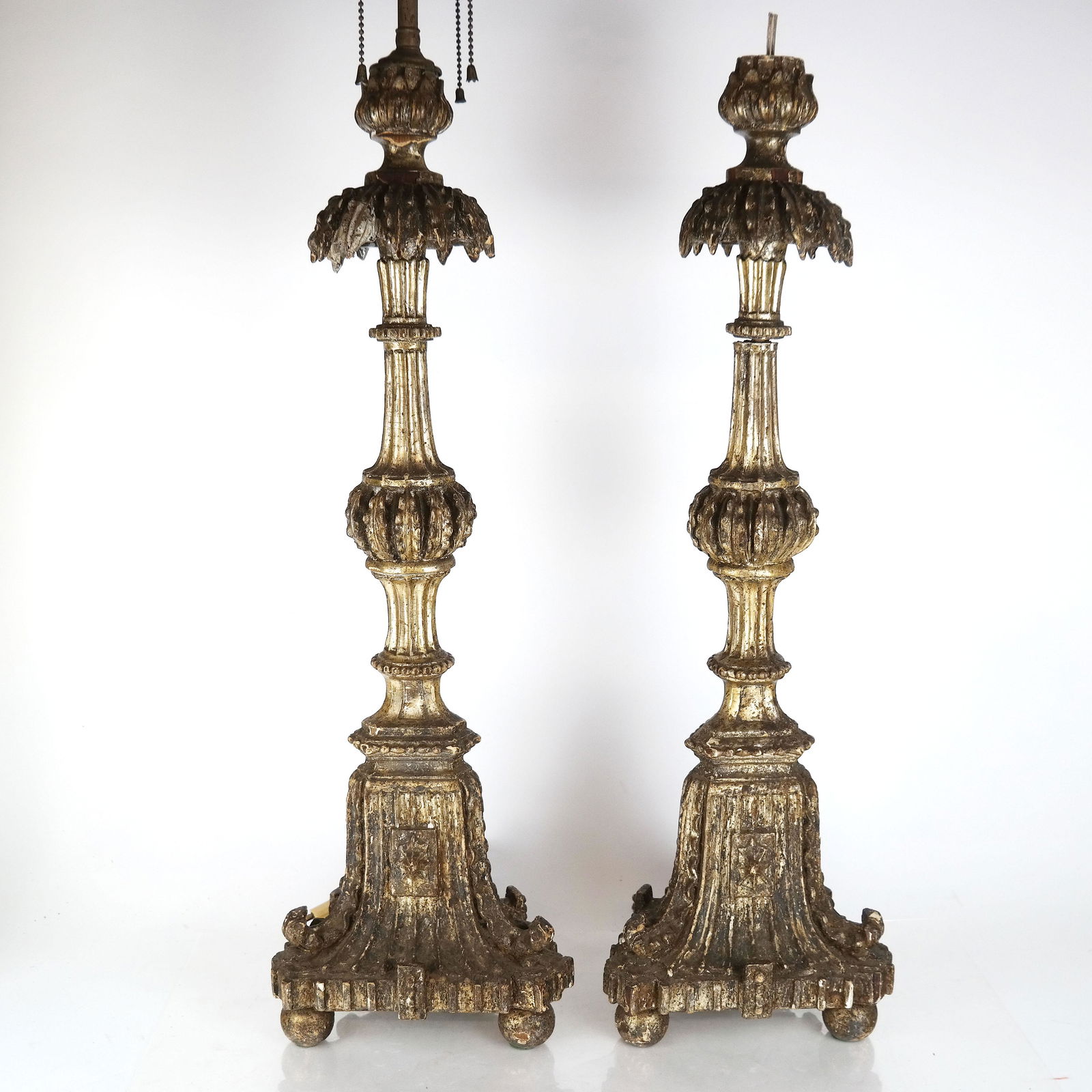 Pair of Carved Wood Table Lamps (1 of 10)