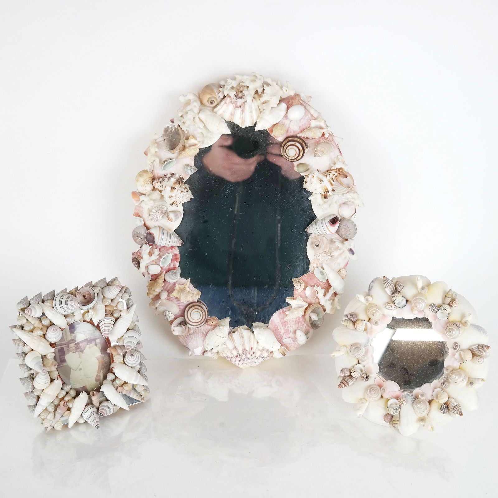 Group of 3 Shell-Encrusted Mirrors (1 of 12)