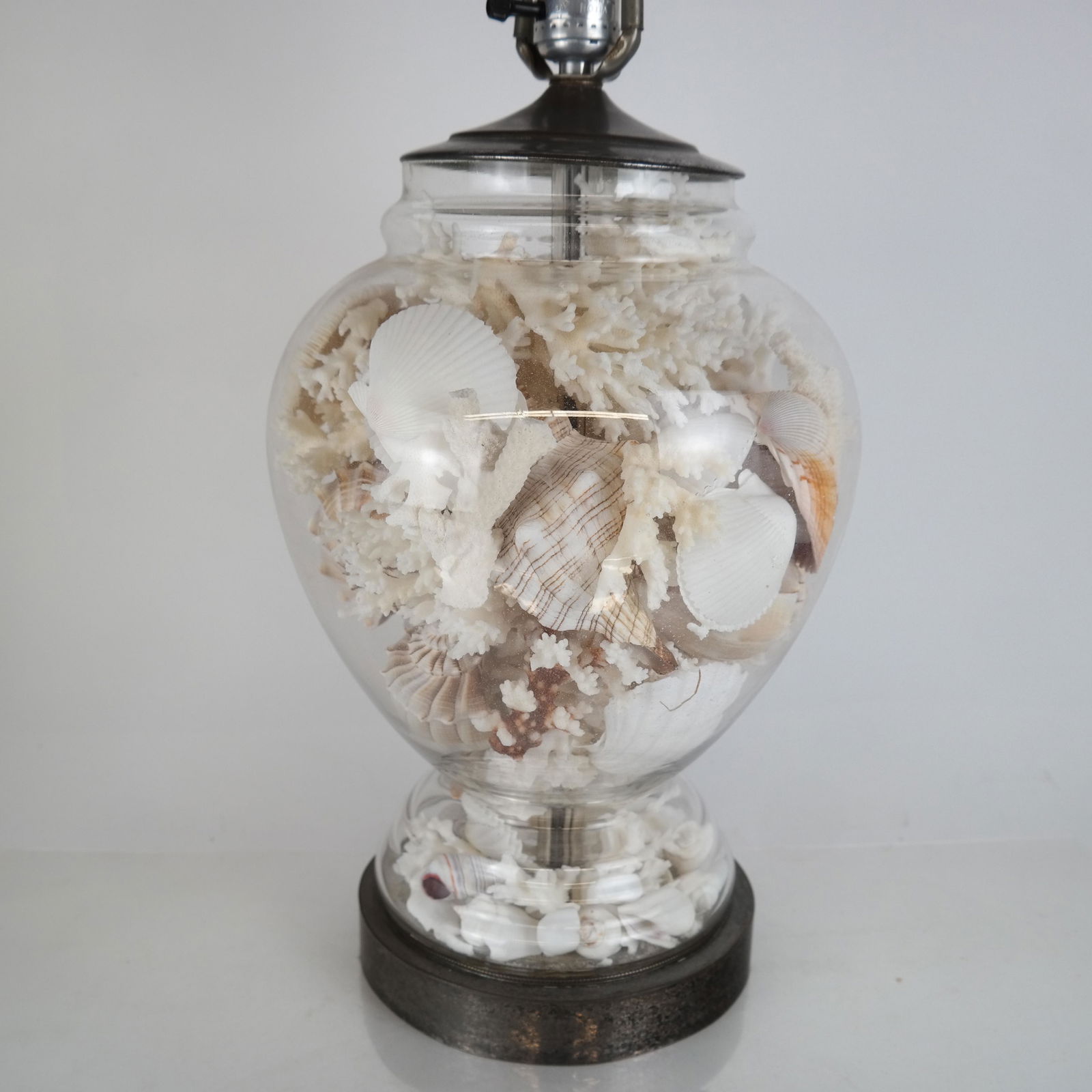 Two Shell and Coral-Filled Glass Vases, as Lamps (1 of 11)