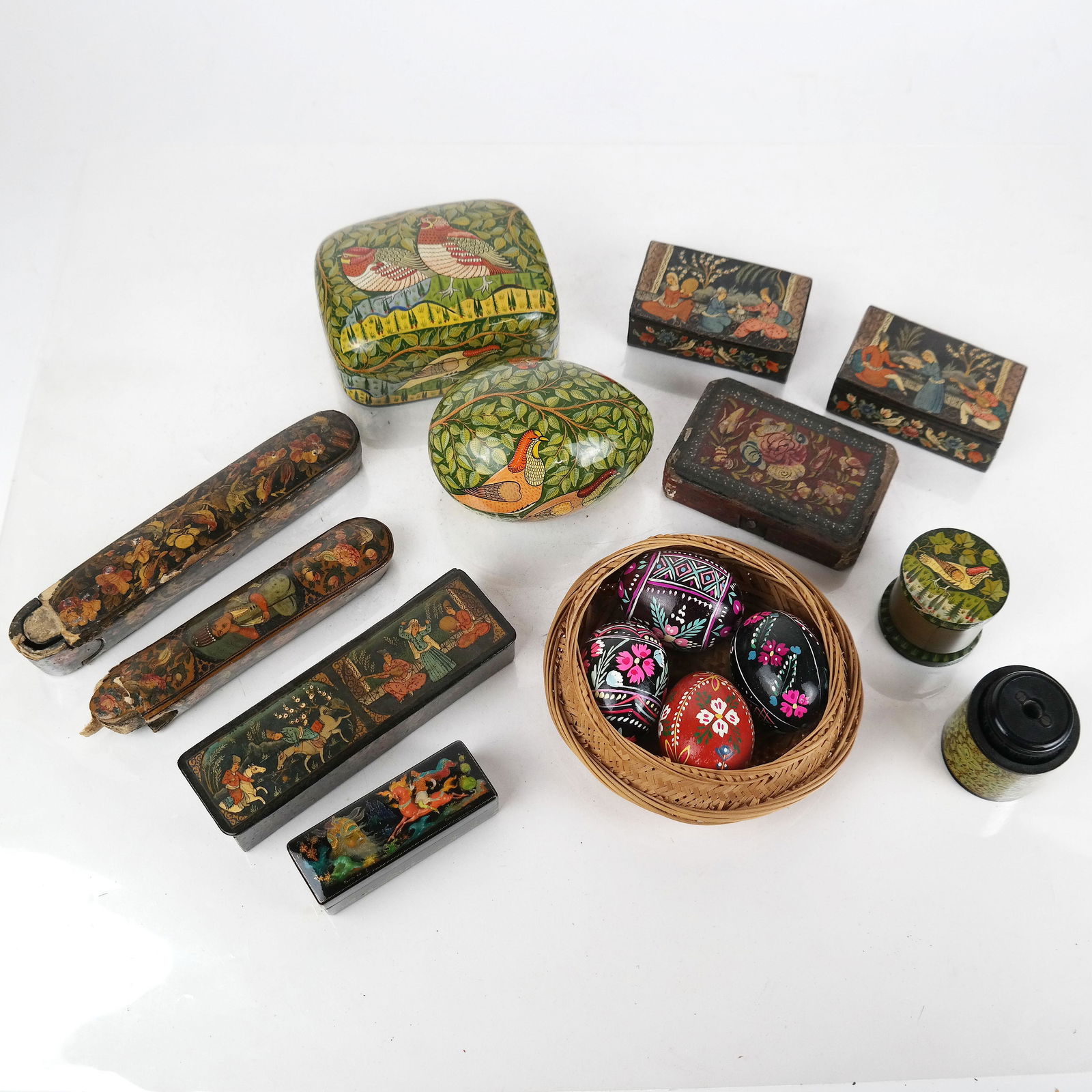 15 Persian & Indian Lacquer Boxes, Etc. (1 of 20)