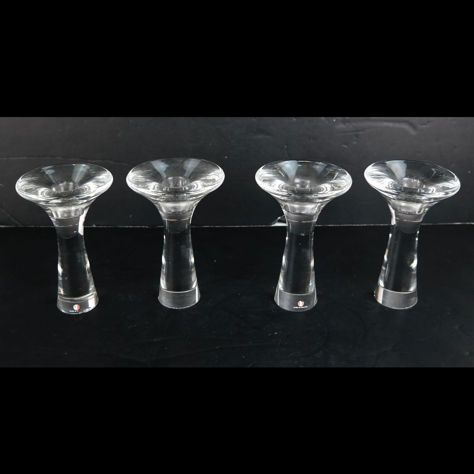 Set of 4 Tapio Wirkkala Crystal Candlesticks (1 of 10)