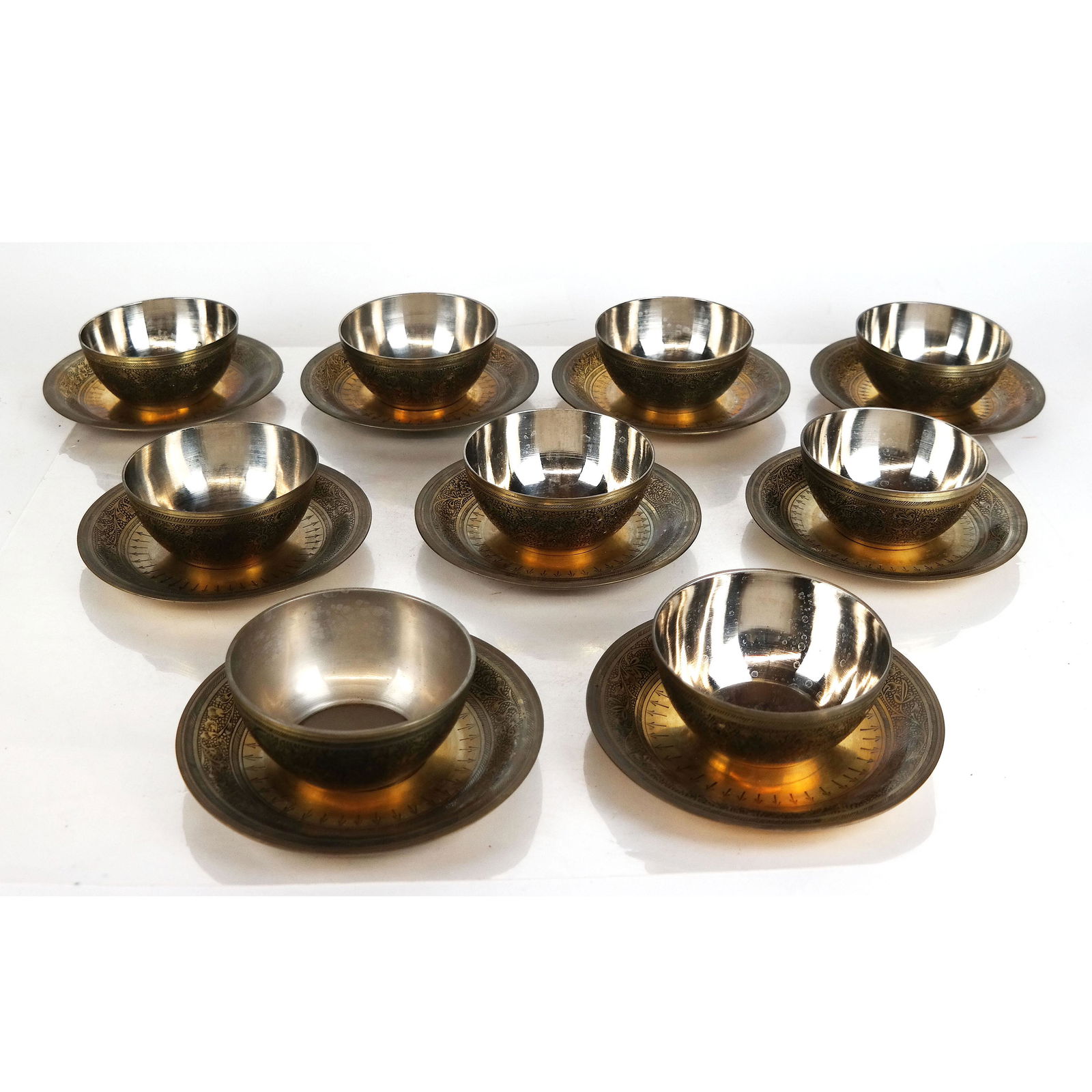 Lot of Indian Brass Bowls & Saucers (27) (1 of 19)