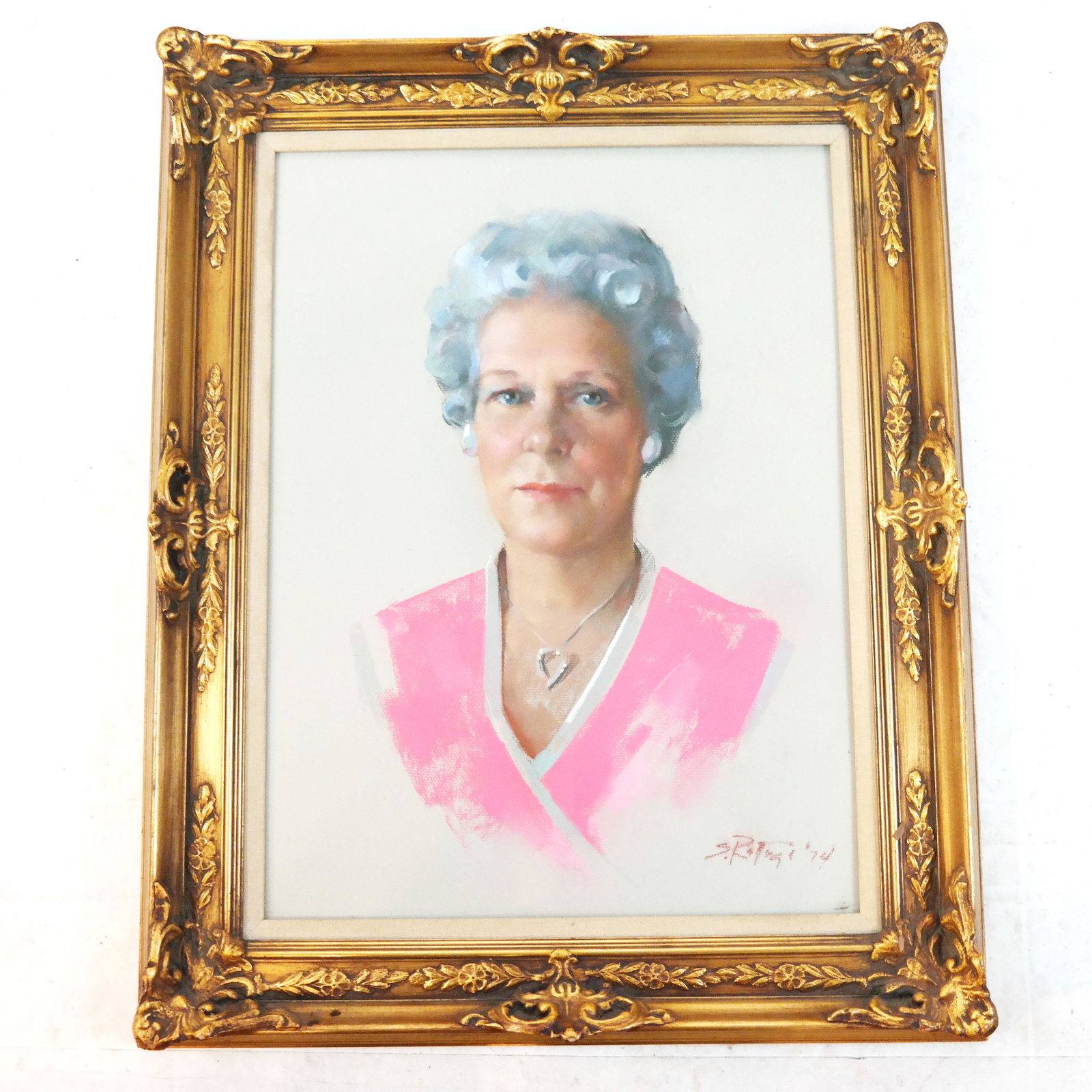 Pastel Portrait of a Woman in a Pink Dress (1 of 6)