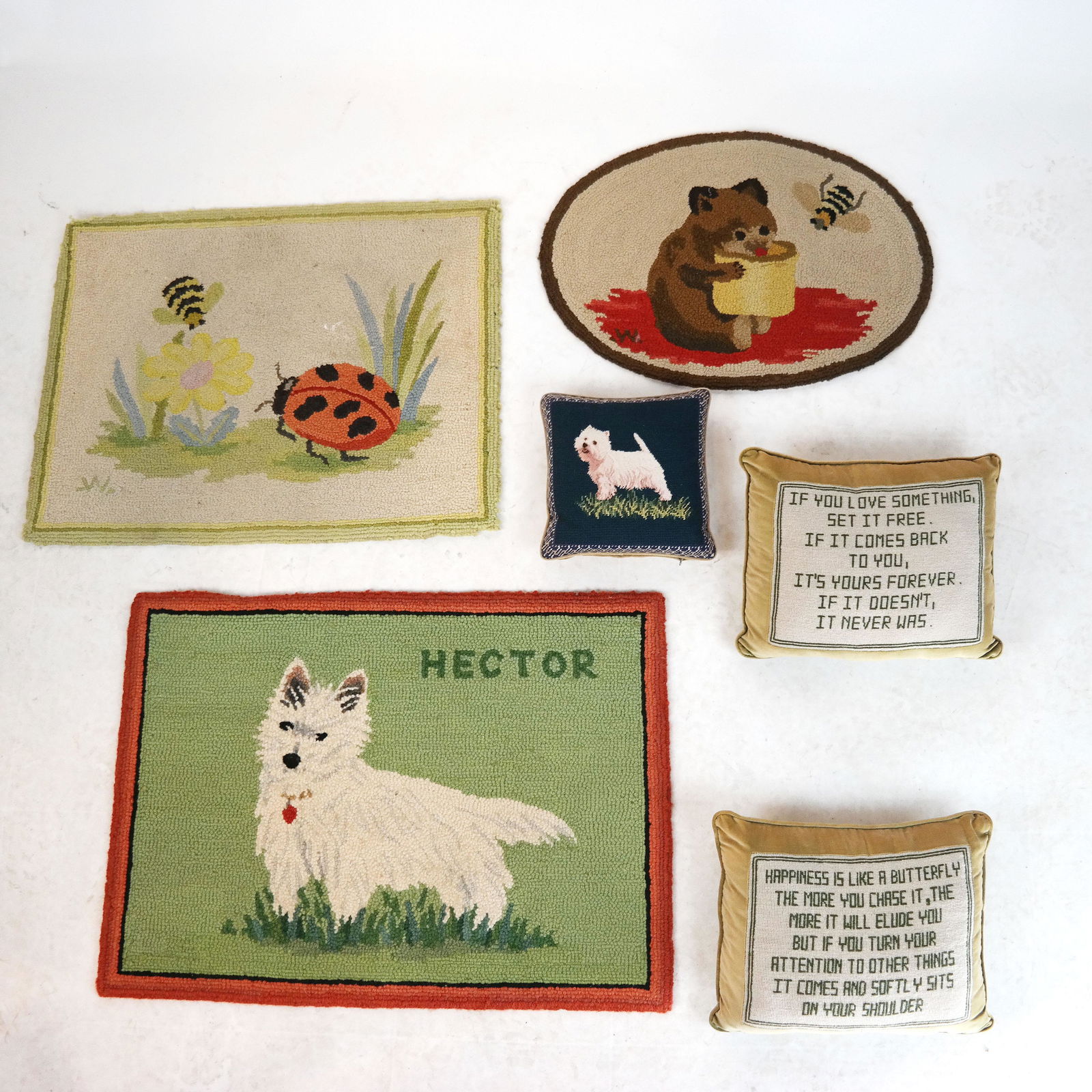 Three Hook Rugs and Three NP Pillows (1 of 9)