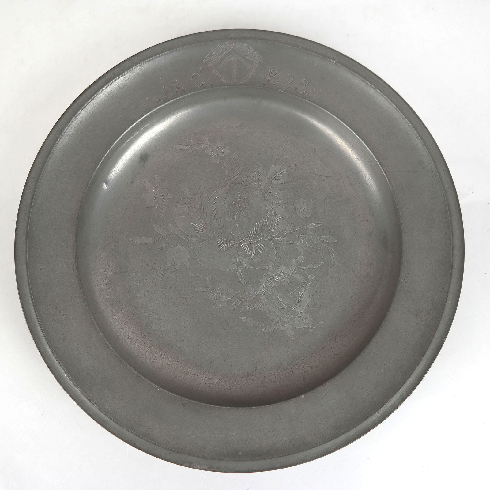 Antique Pewter Shallow Plate (1 of 6)