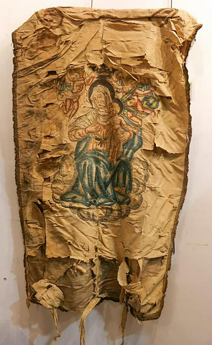 Antique Silk Religious Embroidered Wall Hanging (1 of 8)