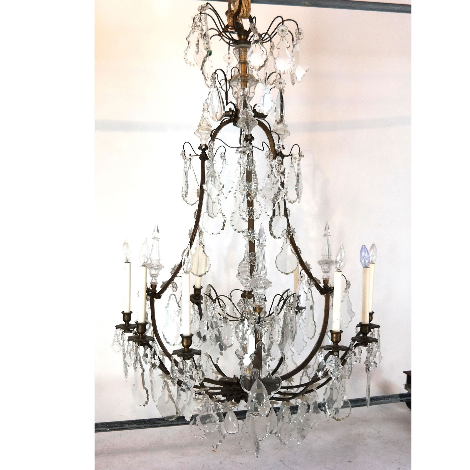 Large French Bronze & Crystal Chandelier (1 of 17)