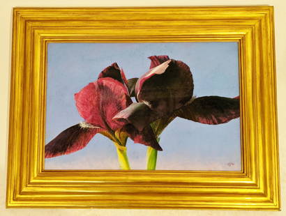 Aaron SHIKLER: "Iris" - Pastel Painting: Aaron Shikler (American, 1922-2015) pastel on marble dust board, titled "Iris (Double Little Black Foot)", signed "Aaron Shikler". Exhibited May 2 - June 2, 2006. [Art: 19 1/2" H x 25 1/2" W; Frame: 3