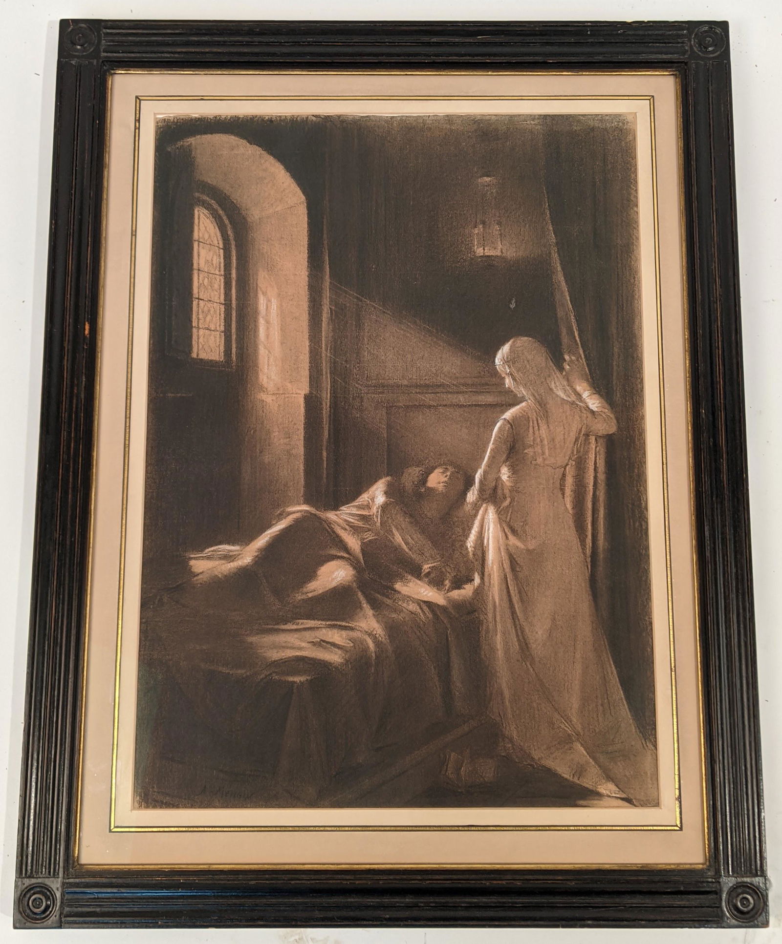 C. A. MENGIN: Figures in Bedroom - Chalk Drawing (1 of 12)