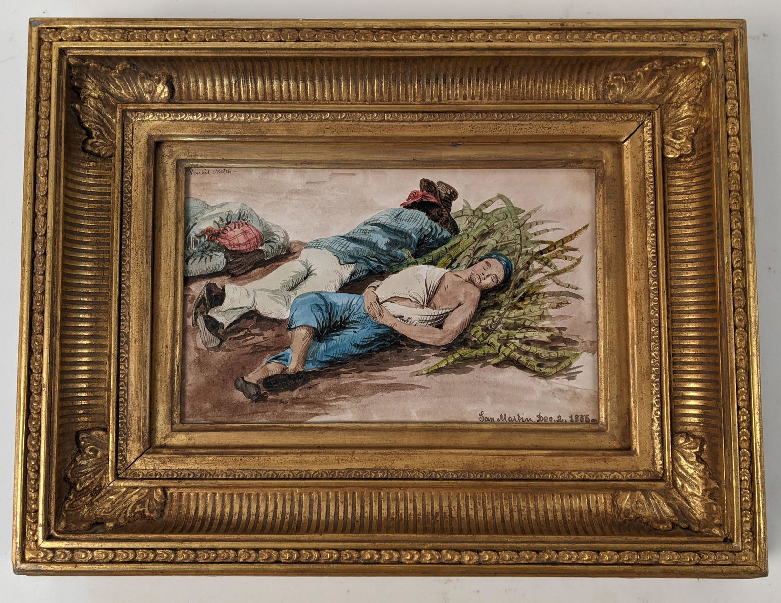 SAN MARTIN: Figures in Landscape - Pencil Sketch (1 of 9)