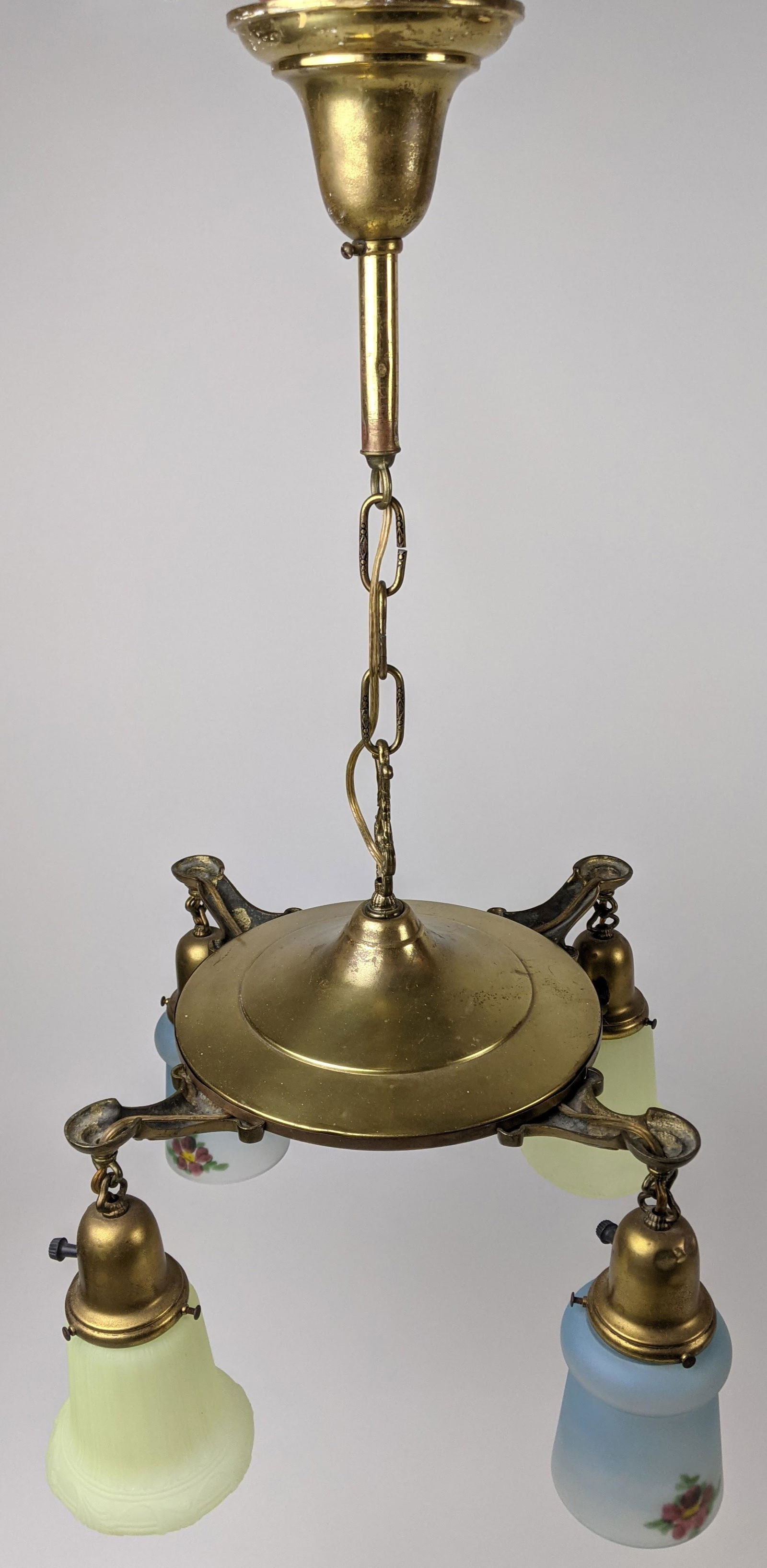 Brass Chandelier w/ Glass Shades (1 of 13)