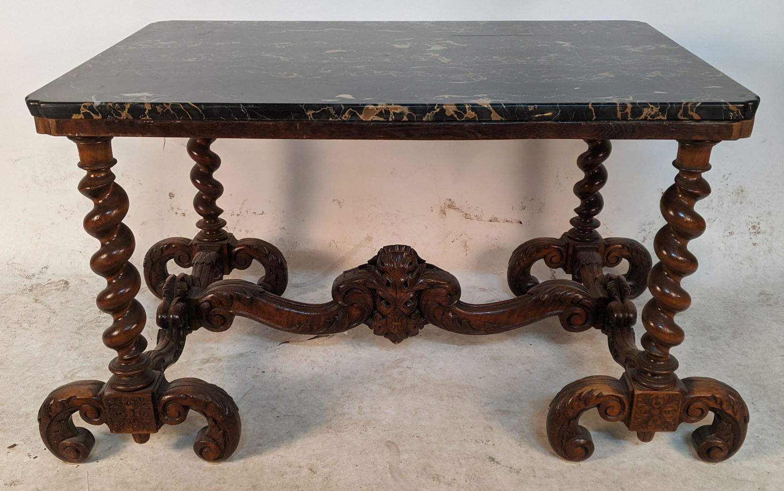 Marble Top Stretcher Base Table (1 of 10)