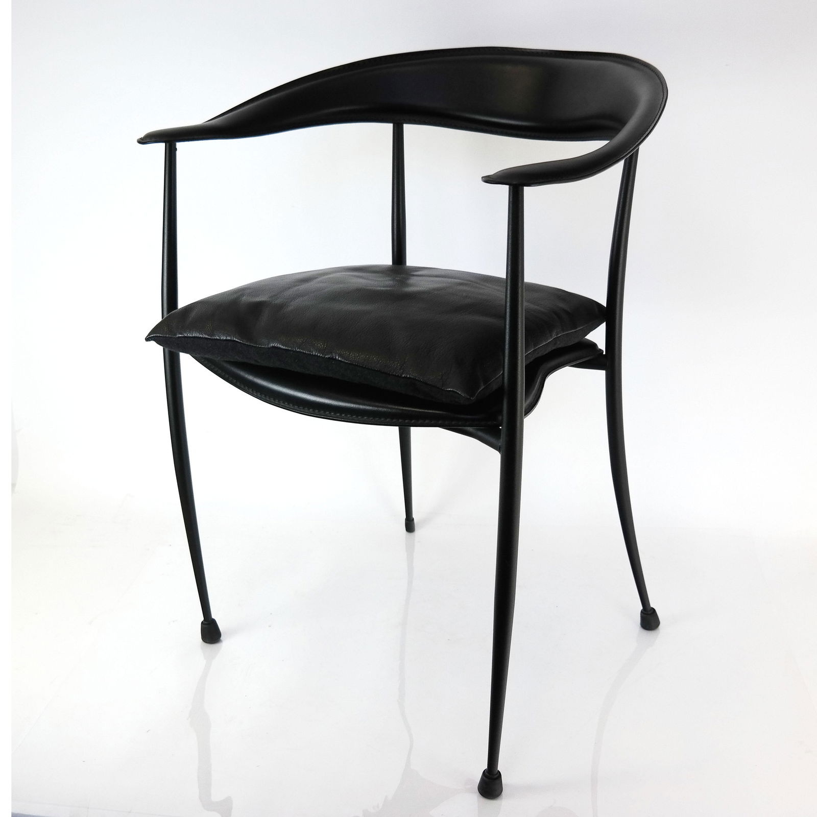 Modern Italian Black Leather Arm Chair (1 of 7)