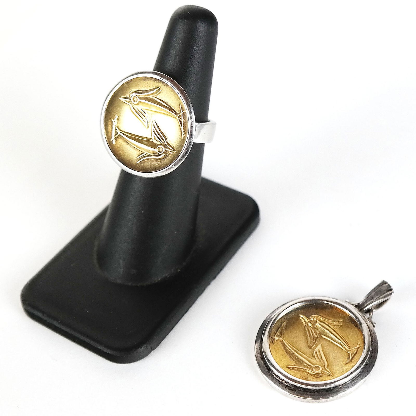 18K Gold and Sterling Ring & Pendant Set (1 of 9)