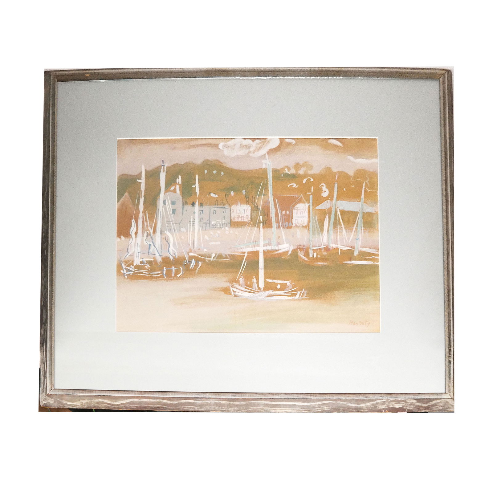 Jean DUFY: Boats by Village - Pochoir (1 of 18)