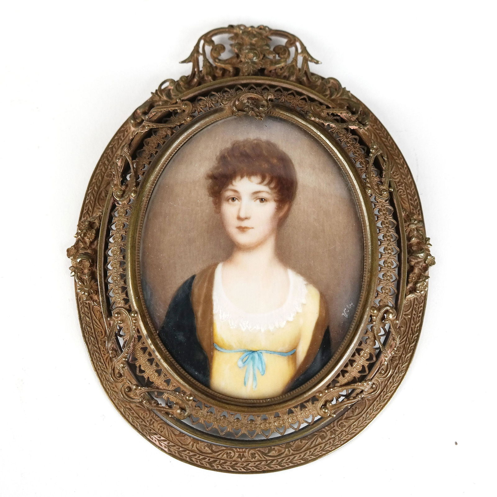 Antique Miniature Portrait in Filigree Frame (1 of 5)