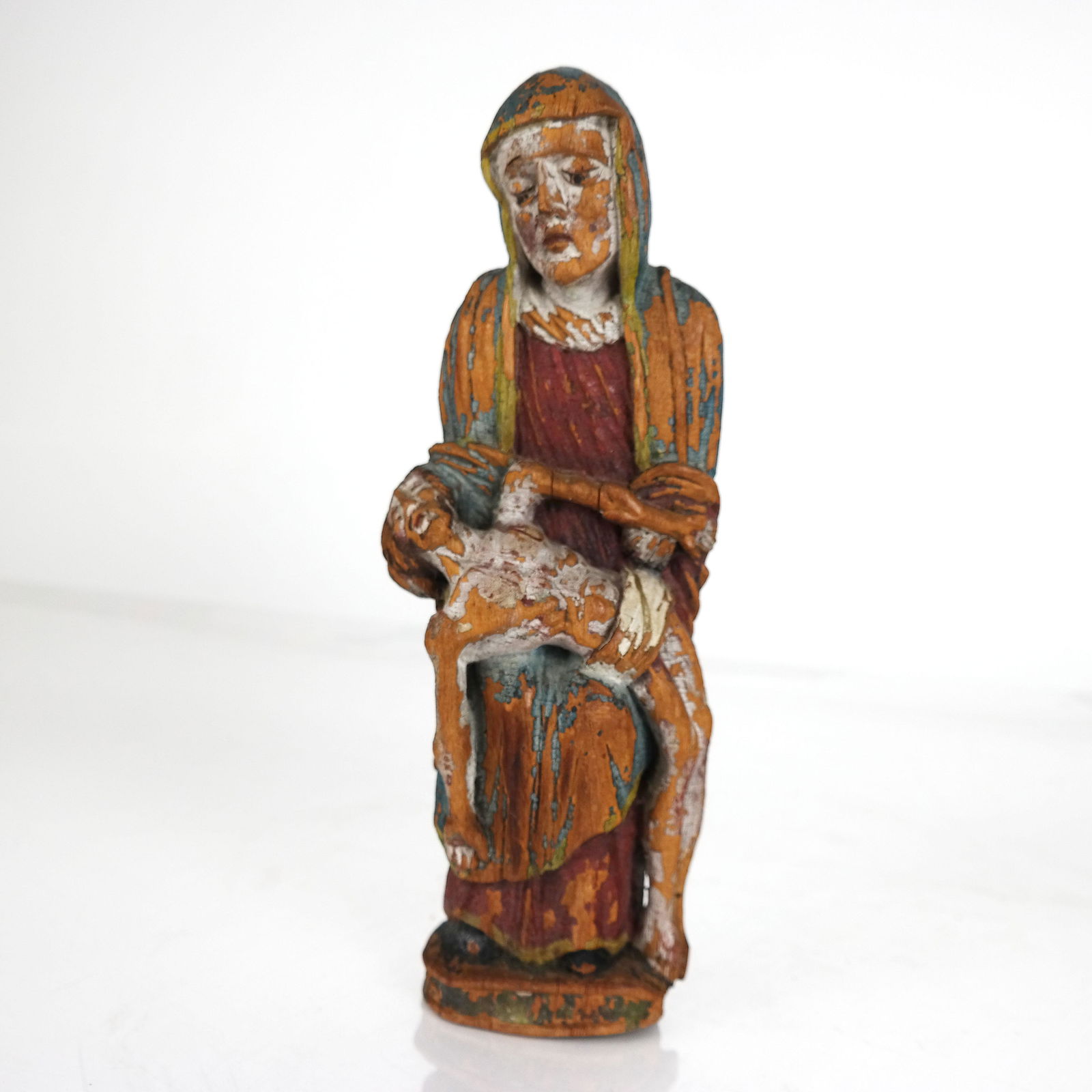 Continental Carved Painted Wood Pieta (1 of 8)
