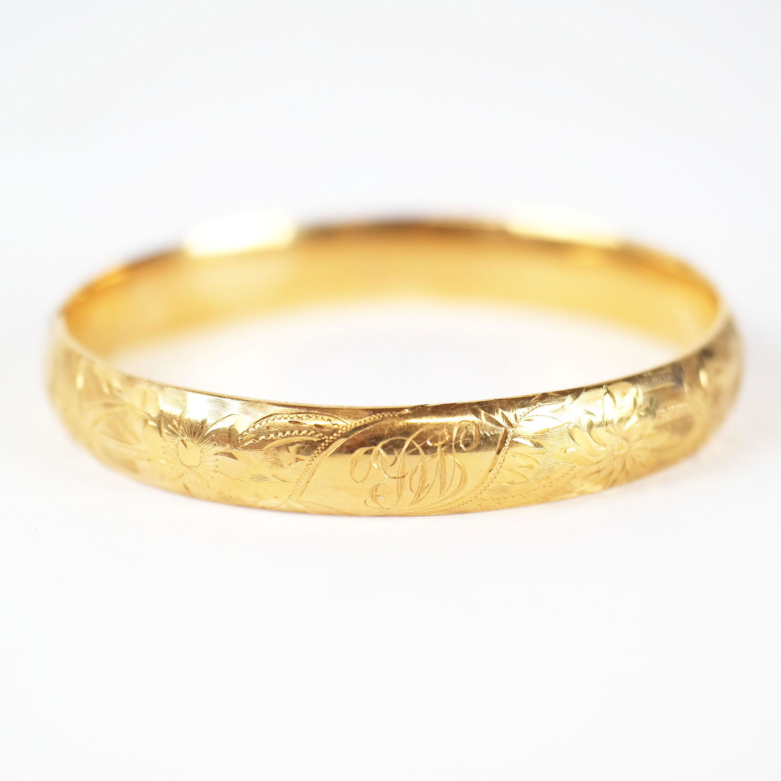 18K Gold Engraved Bangle Bracelet (1 of 7)