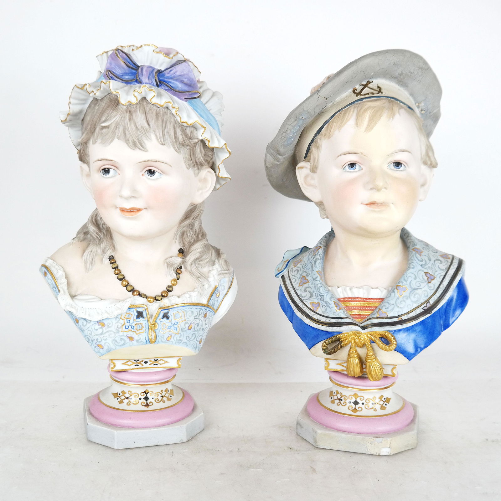 Pair of Bisque Busts of Children (1 of 17)