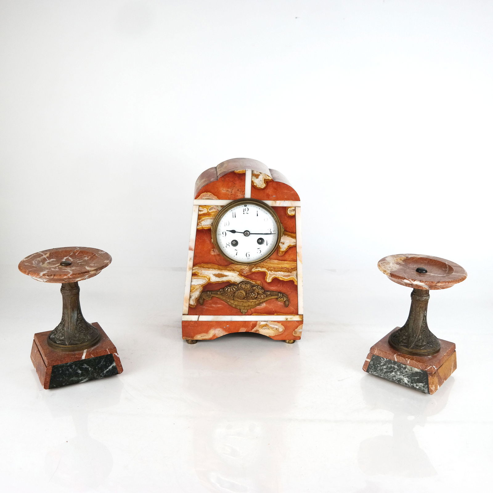 3-Pc. Rouge Marble Clock Garniture (1 of 13)