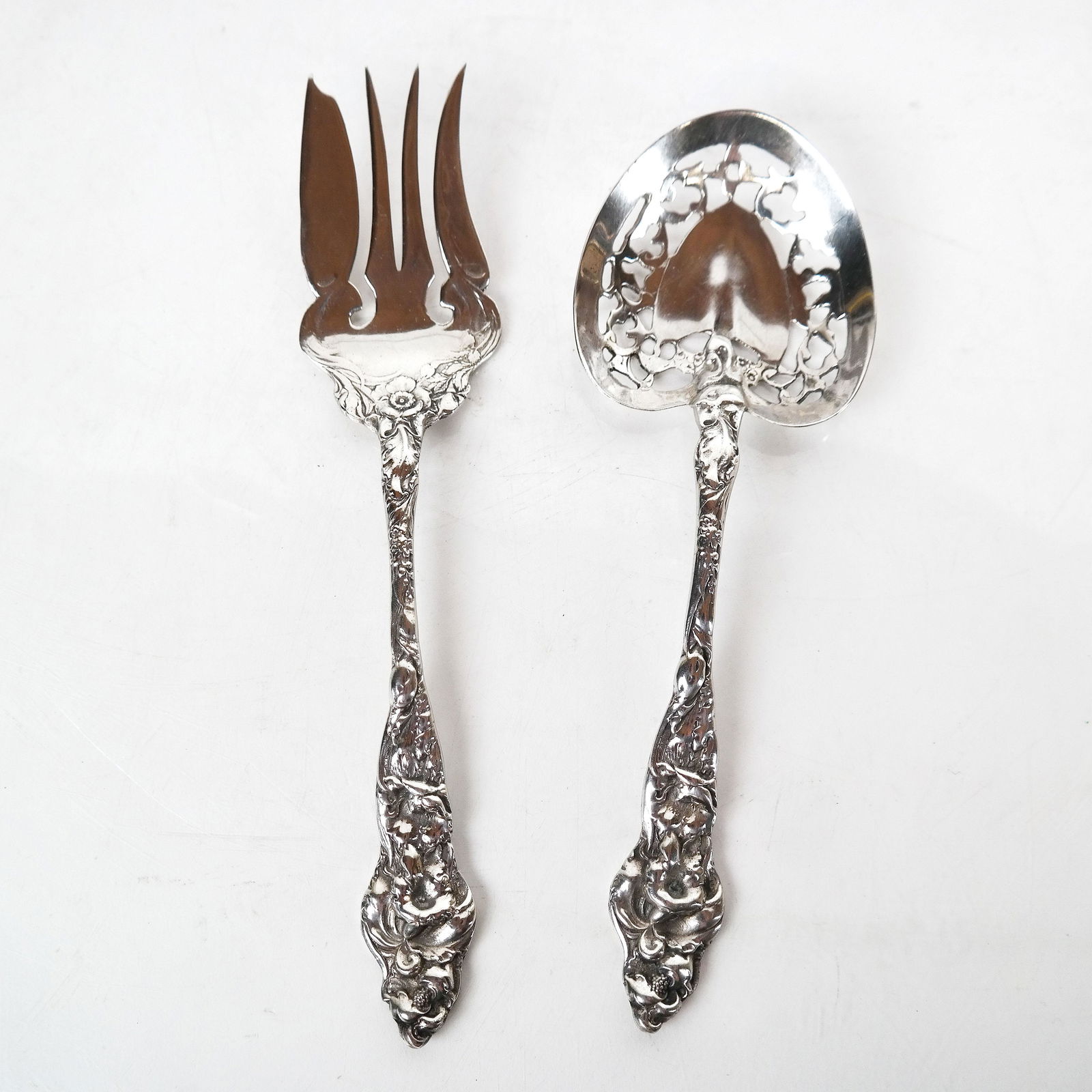Sterling Silver Repousse Fork & Spoon Set (1 of 10)