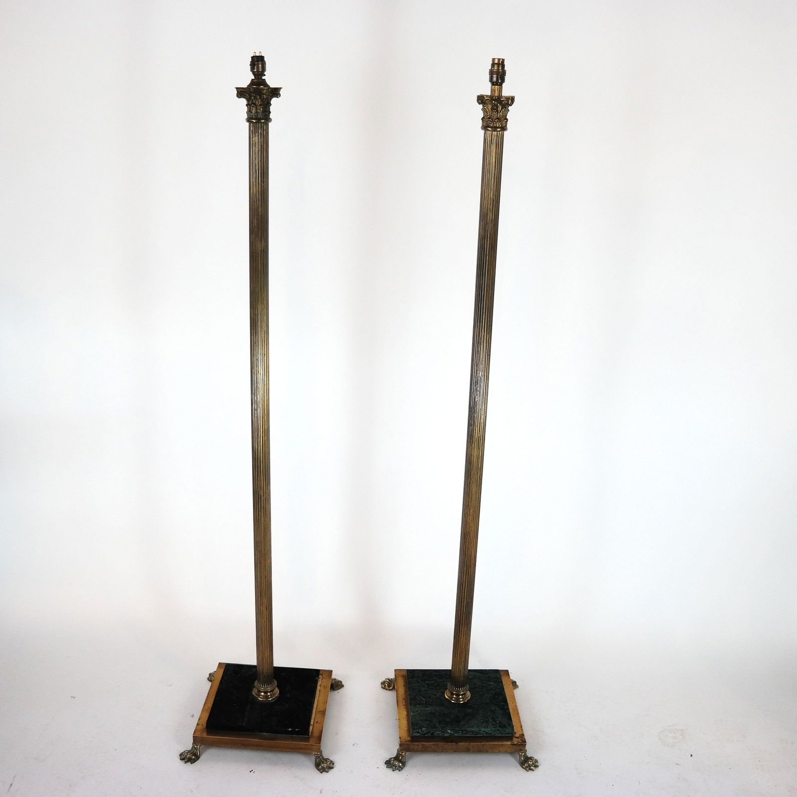 Pair of Brass Corinthian Column Floor Lamps (1 of 10)