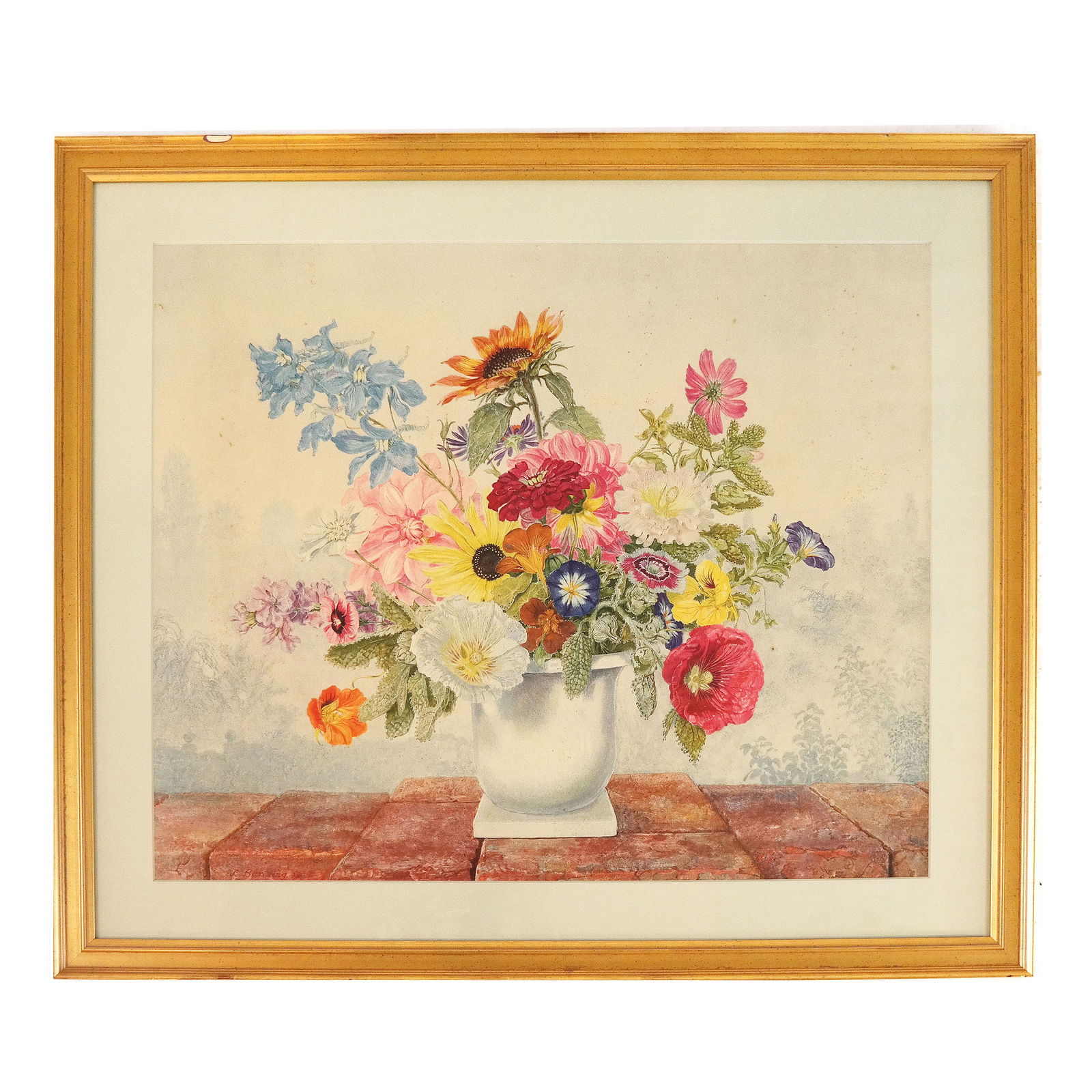 Framed Lithograph: Vase of Flowers (1 of 4)