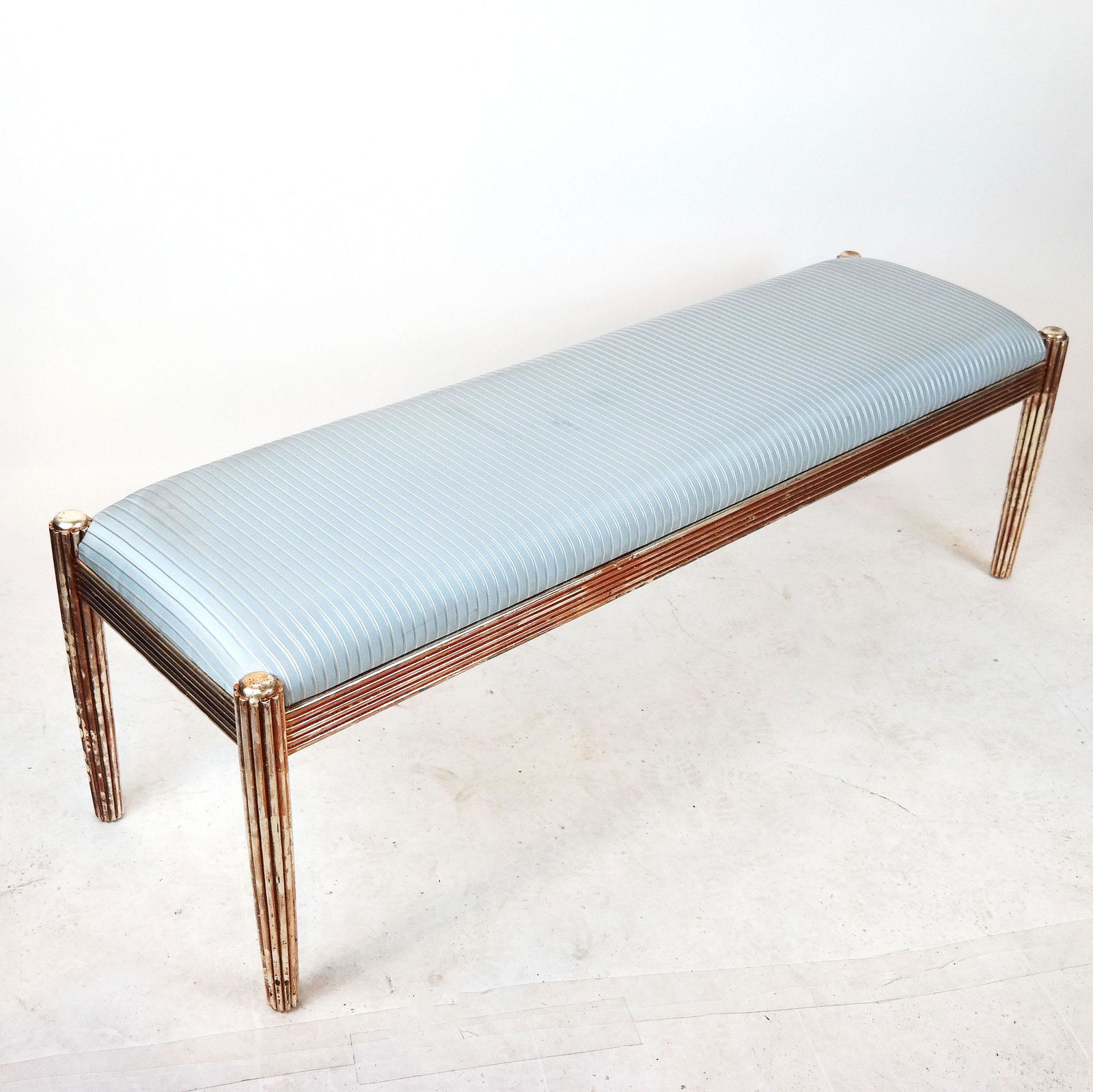Classical Blue Upholstered Window Bench (1 of 6)