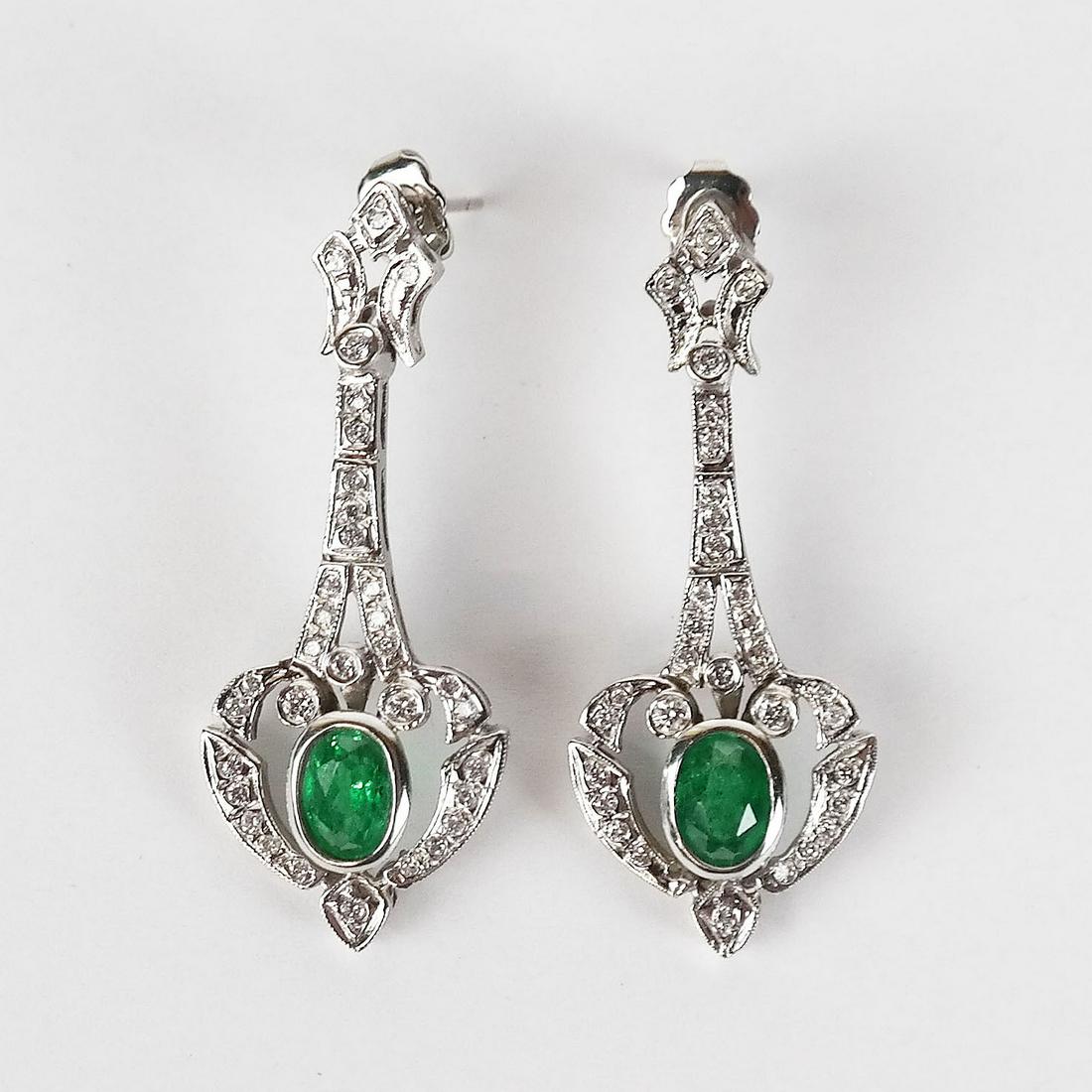 Pair of Diamond & Emerald Earrings (1 of 6)